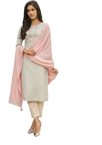 Sky Blue Color Cotton Embroidered Kurta Set DMK1320