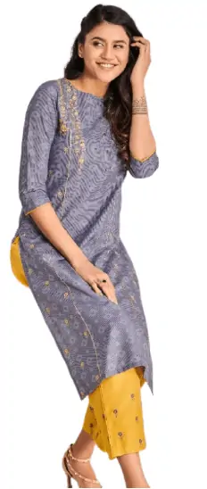 Buy Beige Glitter Printed Kurta And Straight Pants Set Online - W for Woman