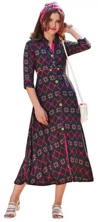 Best traditional cotton check print kurti design with belt