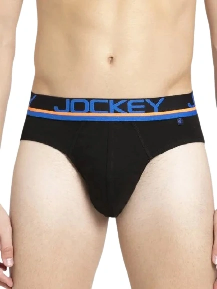 Jockey High-cut Briefs with Multicolor Exposed Waistband-FP02BLK