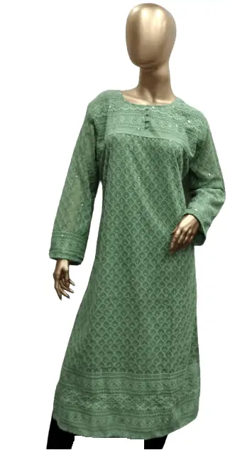 PARROT GREEN straight kurti + lace paturn N4 at Rs 499 | Women Kurti in  Surat | ID: 2851277464297