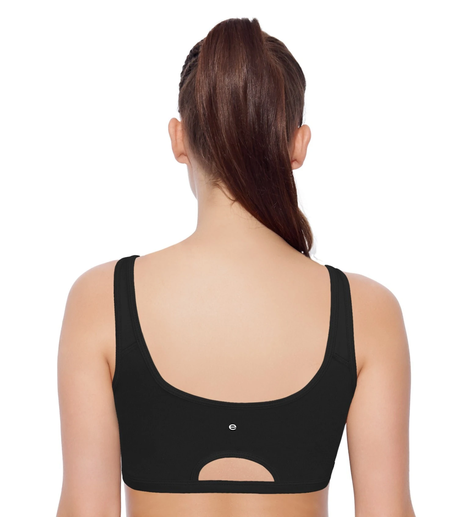 Enamor Black Colour Low Impact Cotton Sports Bra-SBO6BLK