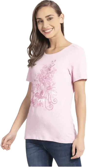 Jockey Pink Lady Melange Print Graphic T Shirt 1361PKLML