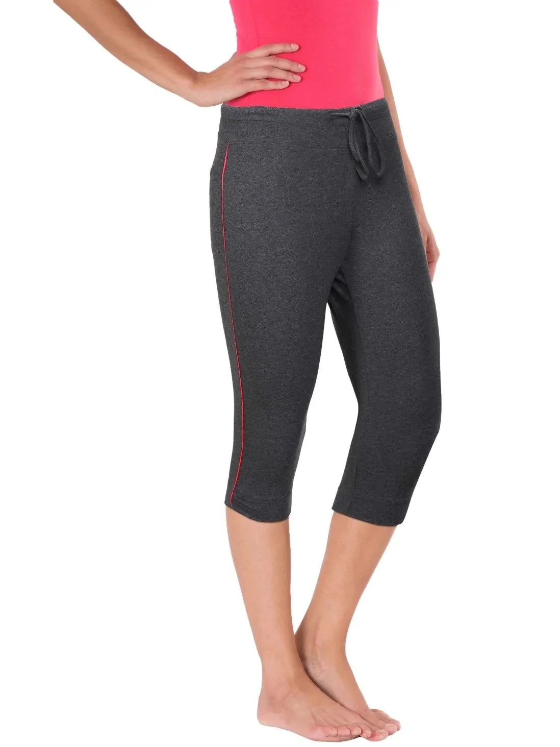 Buy Women's Super Combed Cotton Elastane Stretch Relaxed Fit Capri with  Side Pockets - Charcoal Melange 1390