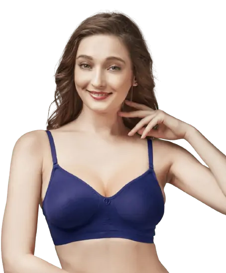 Trylo Navy Blue Colour full coverage wirefree bra-PARESHANVY