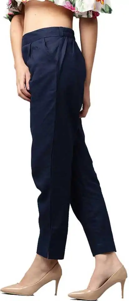 Buy GLOBAL DESI GIRLS Navy Solid Rayon Skinny Fit Girls Trousers | Shoppers  Stop