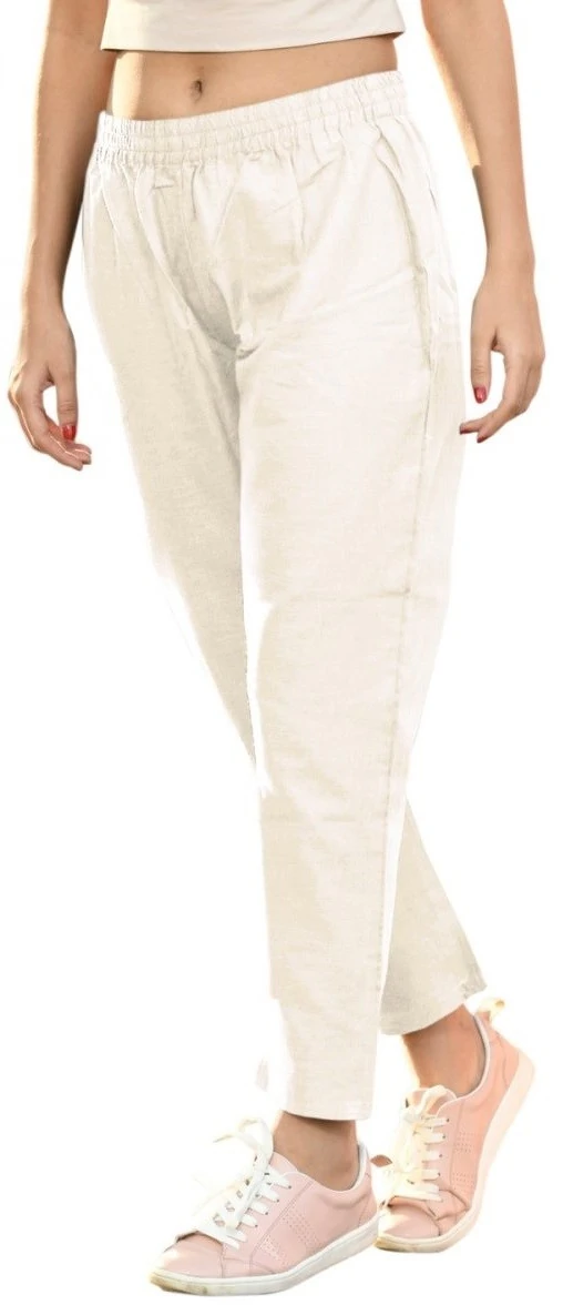 Buy Go Colors Women Solid Beige Cotton Mid Rise Kurti Pants online
