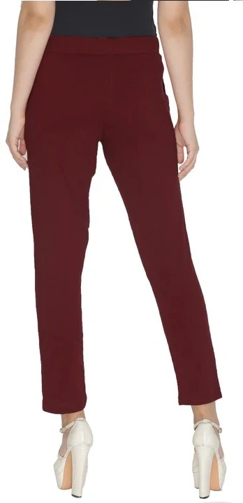 Buy Dark Red Slim Pants With Embroidery Online  W for Woman