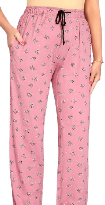 Printed Pink Night Wear Pants for Women-JAS6055P