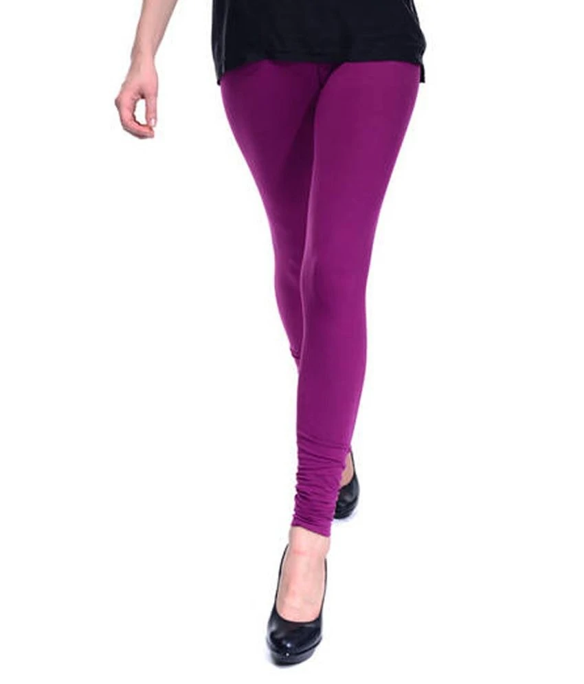 Buy online Cotton Legging Purple Color from Capris & Leggings for