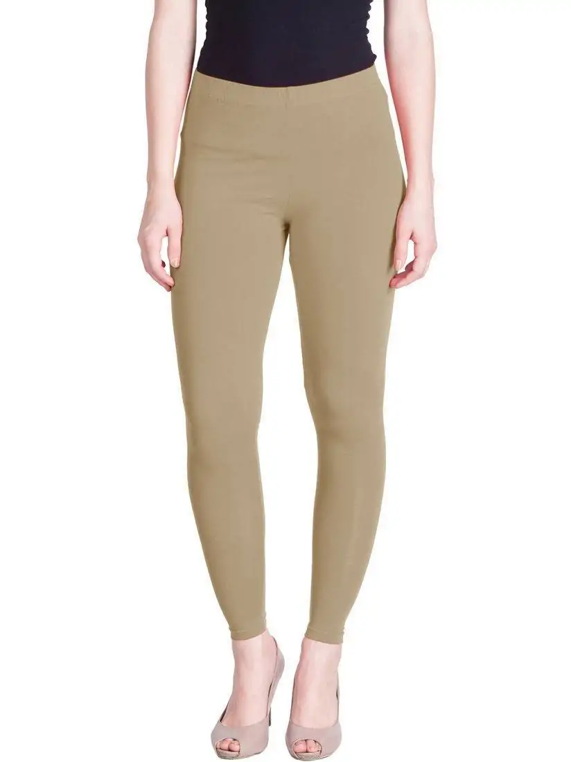 Sisal color stretchable cotton ankle Leggings - LGA30