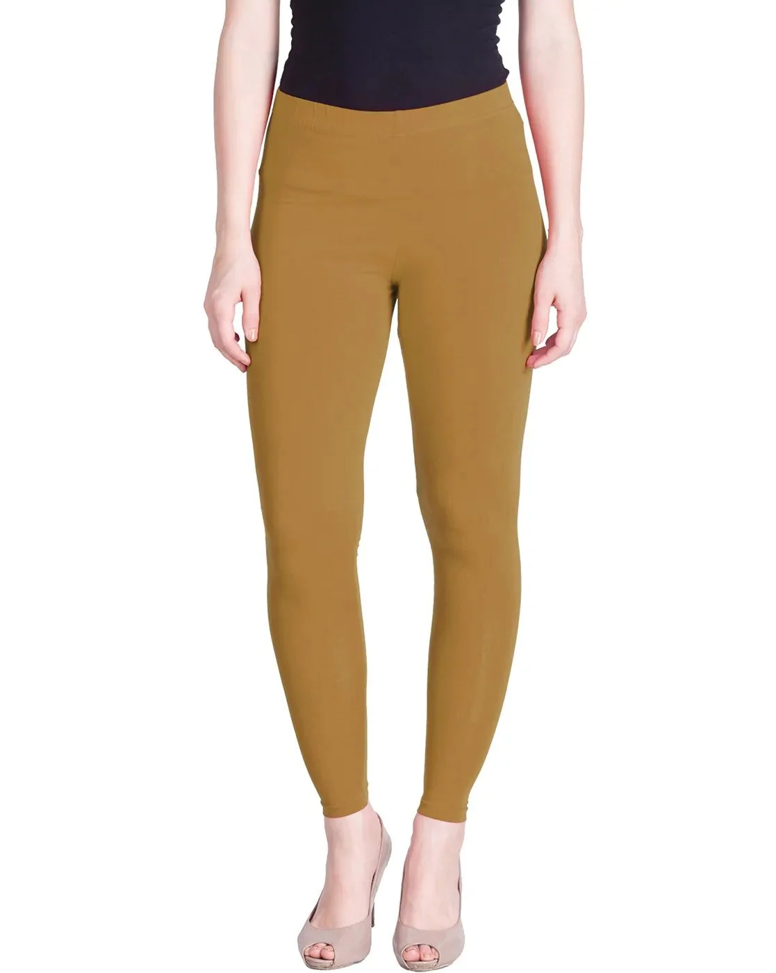 Biscuit color stretchable cotton ankle Leggings-LGA57