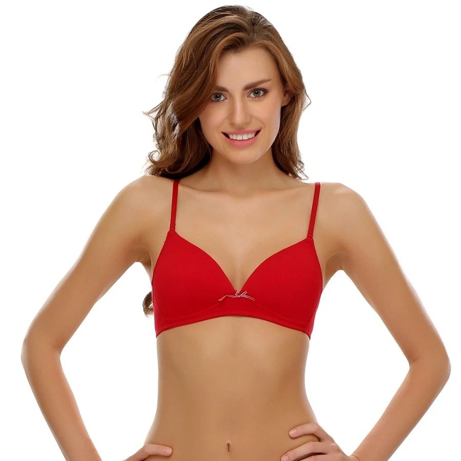 Red Non-Wired T-Shirt Bra With Soft Pads-CB06