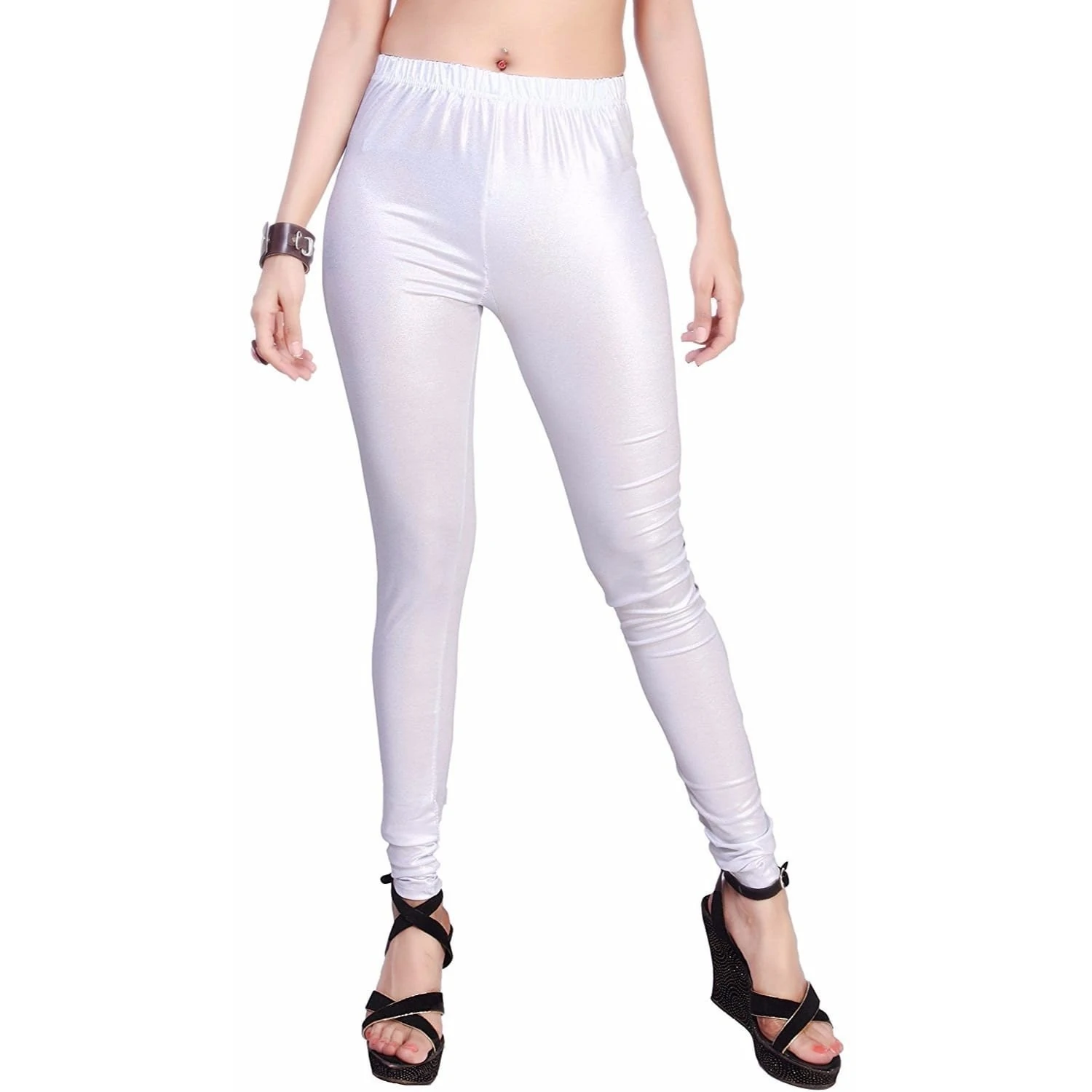 Shimmer Silver Colour Churidar Leggings-LGS01