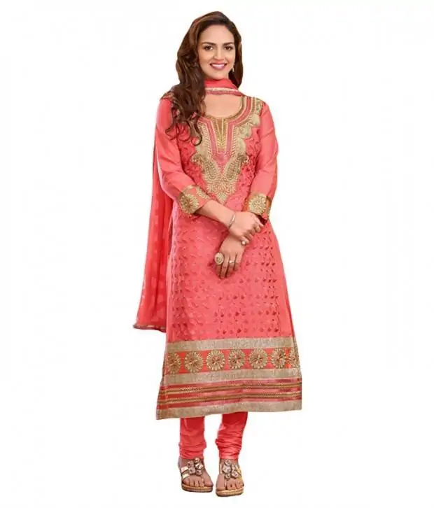 Tangerines Orange Cotton Salwar Kameez Suit Semi Stitched Dress Material 116Tangy05