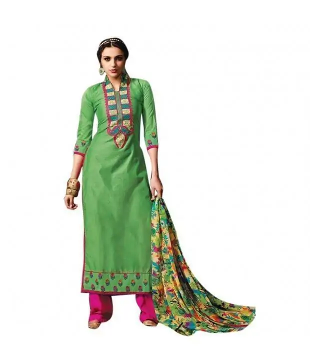 Buy Dignified Chanderi Cotton Beige Churidar Designer Suit | Churidar  Salwar Suits