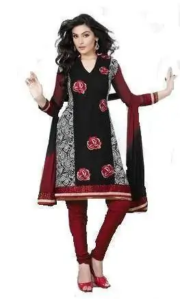 Black Cotton Embroidered Salwar Kameez Suit Unstitched Dress
