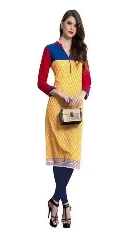 Yellow colour cotton kurtis new arrivals
