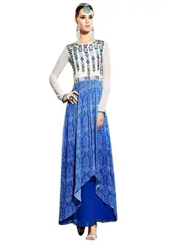 Blue Georgette Embroidered And Printed Women'S Wear-Aura220