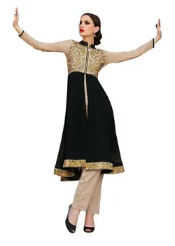AOF Black Color Georgette Embroidered Wear -AOF5102