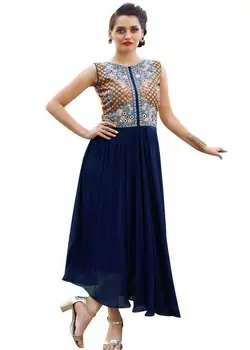 Aof Navy Blue Color Georgette Embroidered Wear -Aof5112