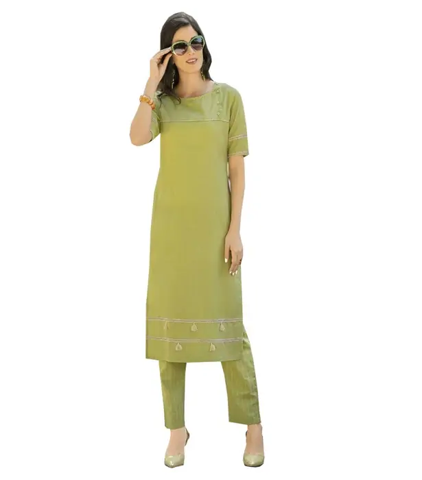 Buy Women Green Self Design Rayon Kurta (L) Online at Best Prices in India  - JioMart.