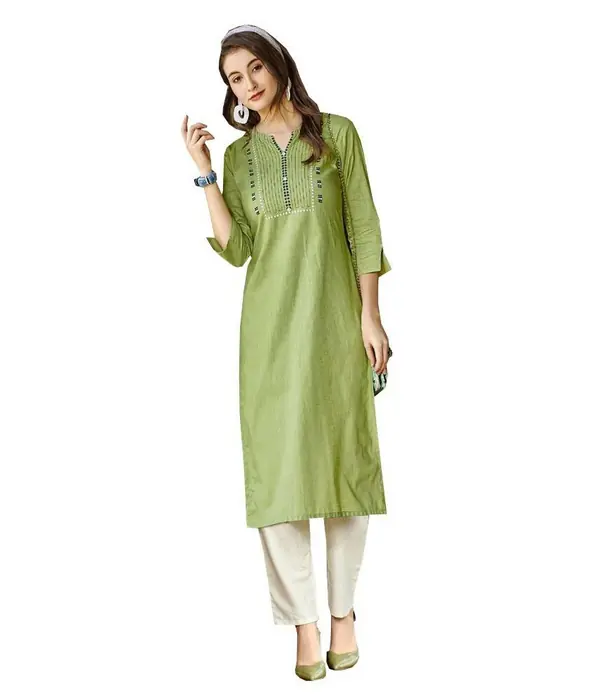 Off-White Kurti with Red Patches